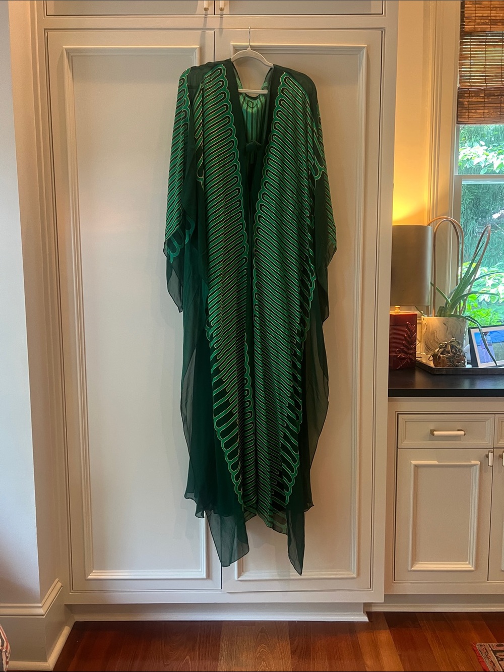Johanna Ortiz Emerald Green Silk Maxi Kaftan